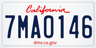 CA license plate 7MAO146