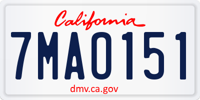 CA license plate 7MAO151