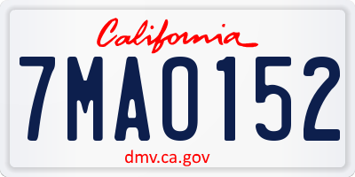 CA license plate 7MAO152