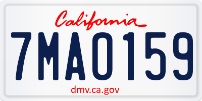 CA license plate 7MAO159
