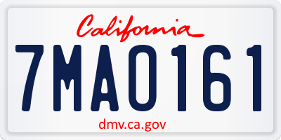 CA license plate 7MAO161