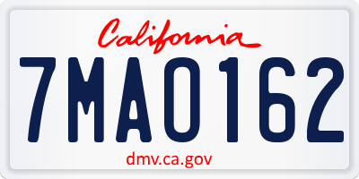 CA license plate 7MAO162