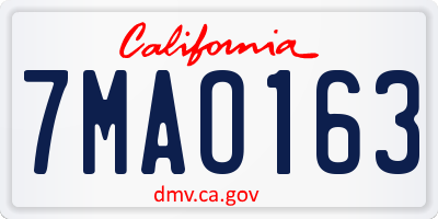 CA license plate 7MAO163