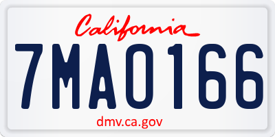 CA license plate 7MAO166