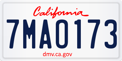 CA license plate 7MAO173