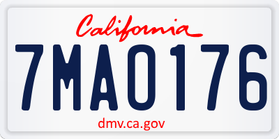 CA license plate 7MAO176