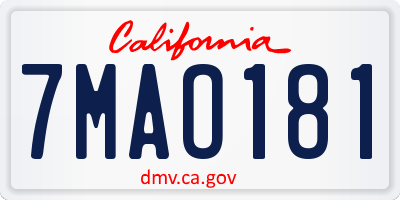 CA license plate 7MAO181