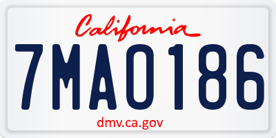CA license plate 7MAO186
