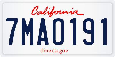 CA license plate 7MAO191