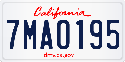 CA license plate 7MAO195