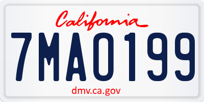 CA license plate 7MAO199
