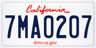 CA license plate 7MAO207