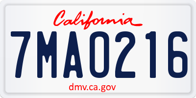 CA license plate 7MAO216