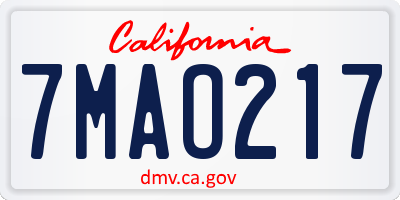 CA license plate 7MAO217