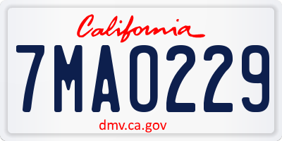 CA license plate 7MAO229
