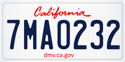 CA license plate 7MAO232