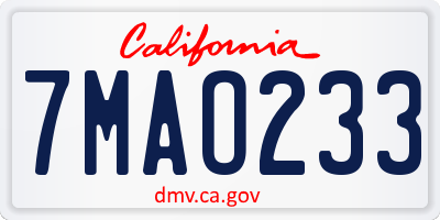 CA license plate 7MAO233