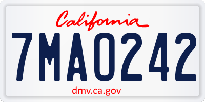 CA license plate 7MAO242