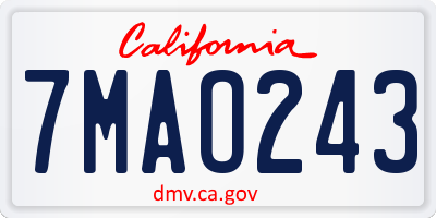 CA license plate 7MAO243