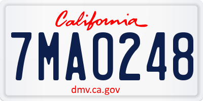 CA license plate 7MAO248