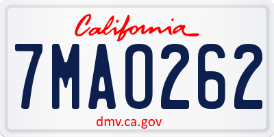 CA license plate 7MAO262