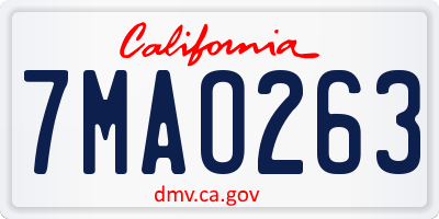 CA license plate 7MAO263