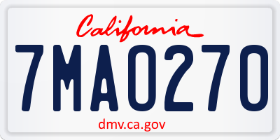 CA license plate 7MAO270