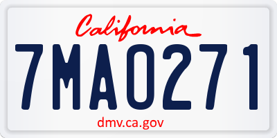 CA license plate 7MAO271