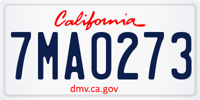 CA license plate 7MAO273