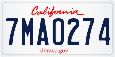 CA license plate 7MAO274