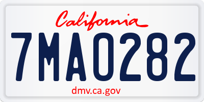 CA license plate 7MAO282
