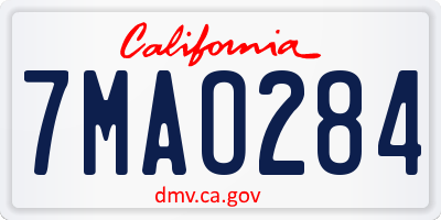 CA license plate 7MAO284