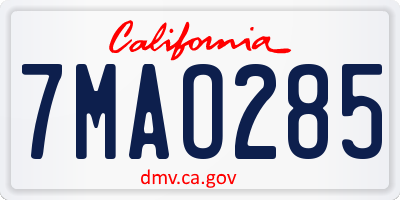 CA license plate 7MAO285