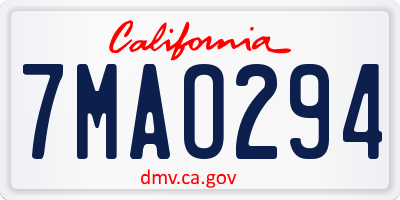 CA license plate 7MAO294