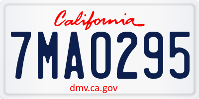 CA license plate 7MAO295