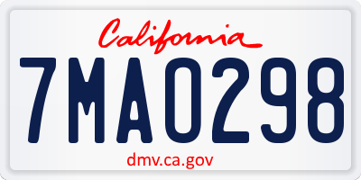 CA license plate 7MAO298