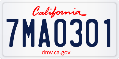 CA license plate 7MAO301