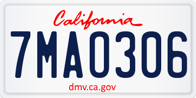 CA license plate 7MAO306