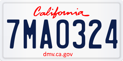 CA license plate 7MAO324