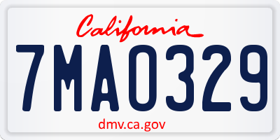 CA license plate 7MAO329