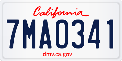 CA license plate 7MAO341