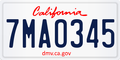 CA license plate 7MAO345