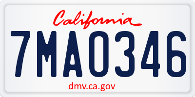 CA license plate 7MAO346