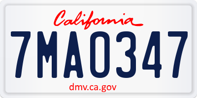 CA license plate 7MAO347