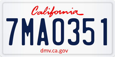CA license plate 7MAO351