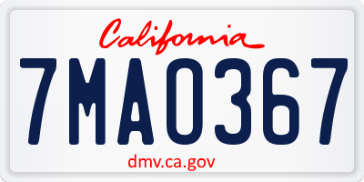 CA license plate 7MAO367