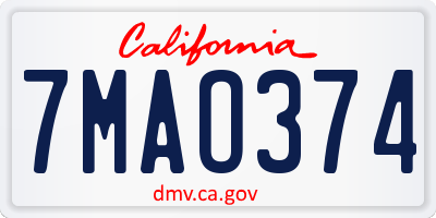 CA license plate 7MAO374