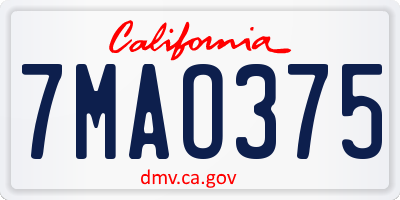 CA license plate 7MAO375