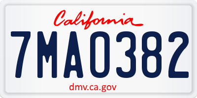 CA license plate 7MAO382
