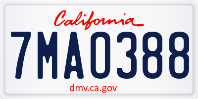 CA license plate 7MAO388